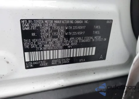 2025 Toyota Rav4 Le from USA, damaged, VIN 2T3K1RFV6SC335700